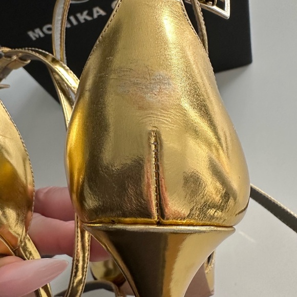 MONIKA CHIANG CAROLLA MIRRORED GOLD LEATHER PUMPS - Picture 7 of 7